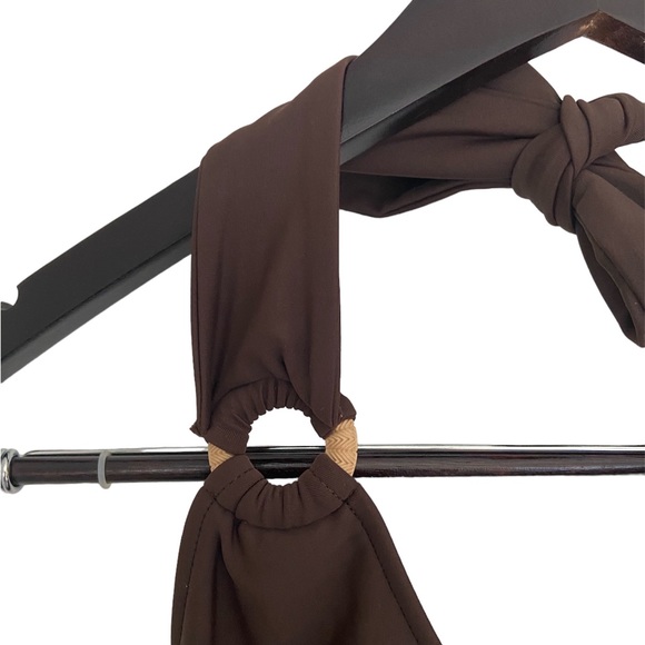 Simply Swim Brown Swim Coverup Halter Dress Size 12 - Picture 6 of 8